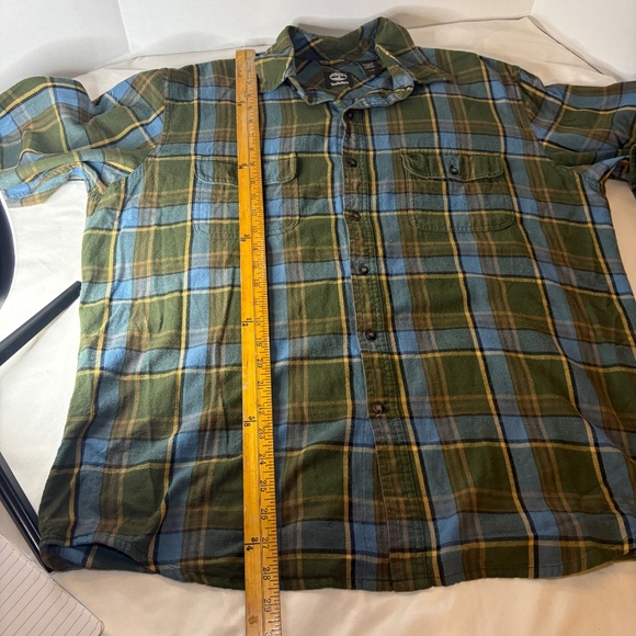 Timberland 100% Cotton Flannel Green/Blue Plaid Shirt Large - Picture 5 of 6